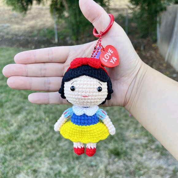 Snow White & Prince Crochet Keychain Set | Amigurumi Couple Bag Charms - Picture 9 of 10